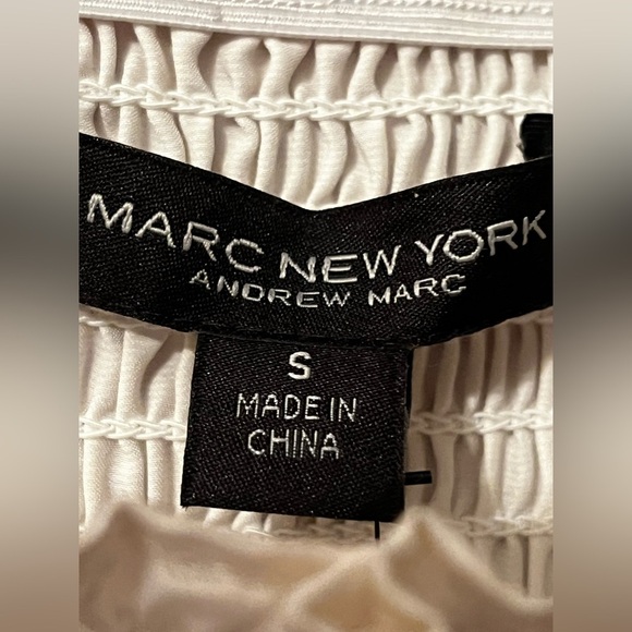 Marc New York Andrew Marc Puff Sleeve Square Neck Shirred Blouse Sz S Women - Picture 2 of 8